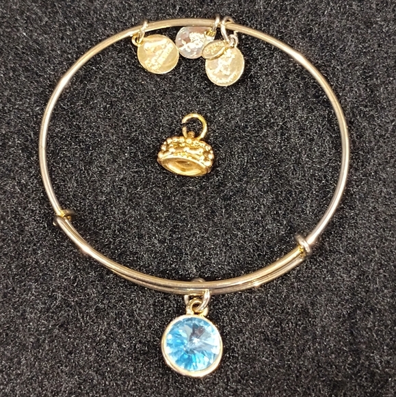 ALEX AND ANI 18K RAFAELIAN GOLD PLATED BANGLE BAR EXPANDABLE BRACELET WITH CHARM - Picture 1 of 7